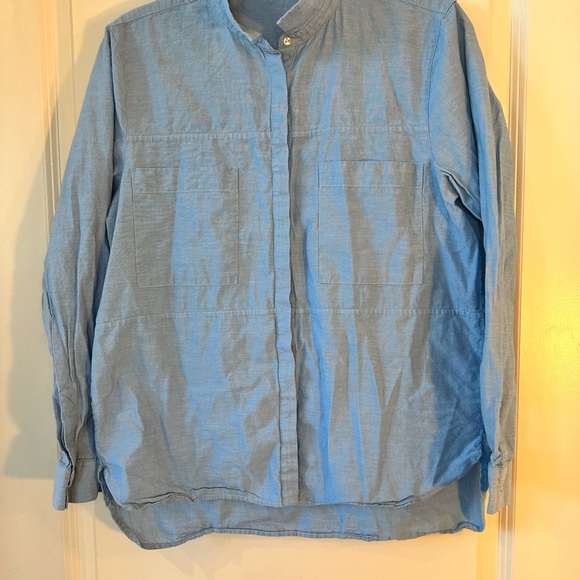 Whistles Denim Chambray Patch Chest Pockets Long Sleeve Lightweight Shirt, M/L - Picture 6 of 8